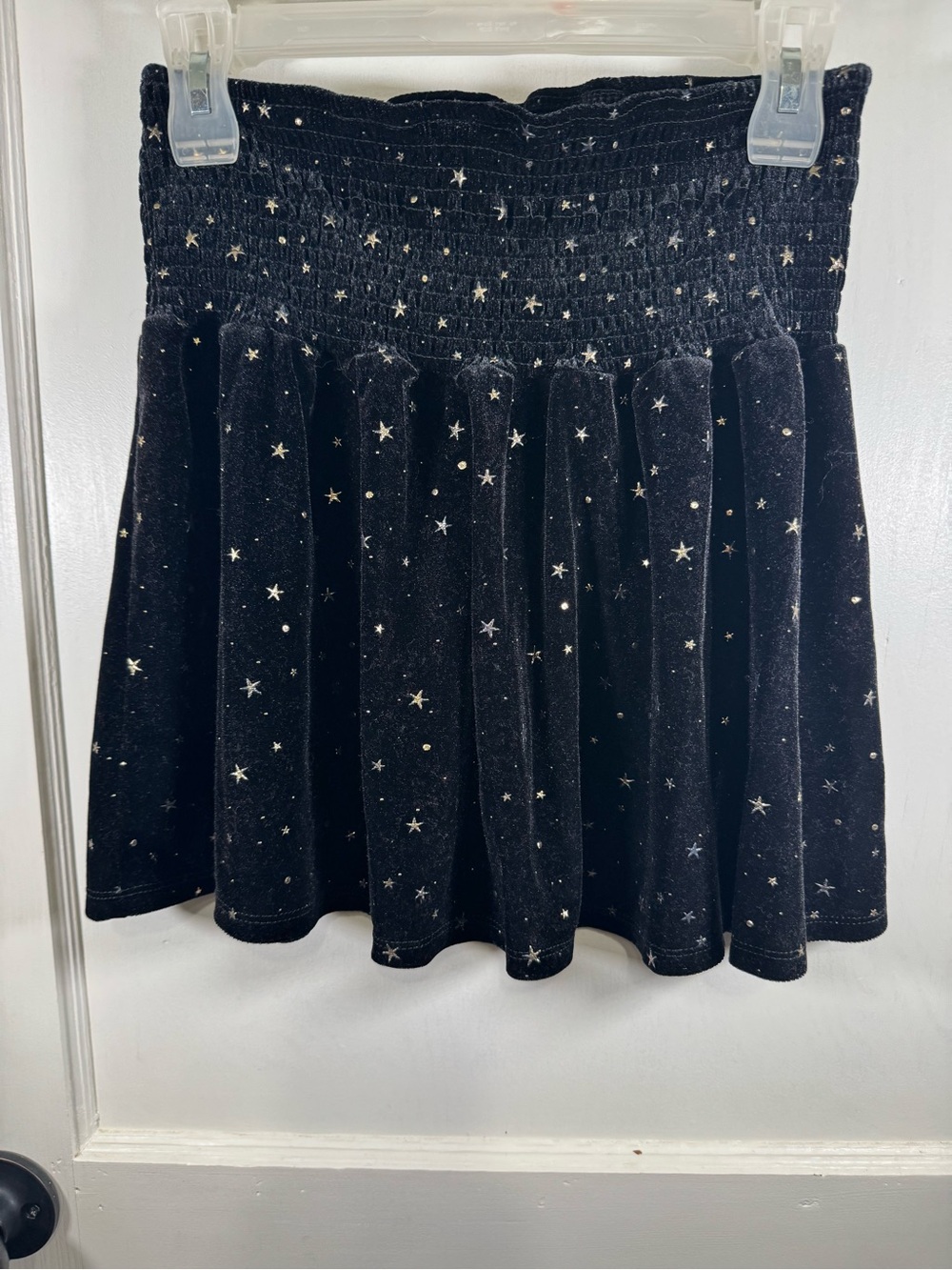 Blue Rain Black Velvet Star Skater Skirt